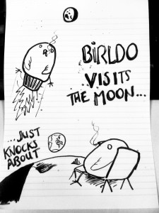 Birldo visits the moon...Just knocks about